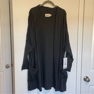 Pact Airplane Cardigan Sz Lg/XL Gray Charcoal Heather Cozy Organic Cotton NWT